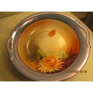 Noritake Hand painted serving bowl purple luster floral flowers vintage